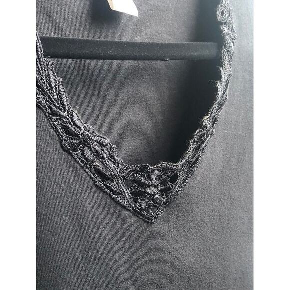 Ann Taylor Black Tank with Crochet Detail Work Top Cotton: Medium - Picture 2 of 5